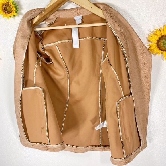 Chico’s NWT Faux Suede Elongated Moto Zippered Pink Jacket Size 1 Or Med Womens - Picture 10 of 16